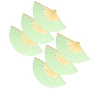 UPKOCH Ventilateurs en Tissu Éventail Pliable à Main Lot de 6 Cadre en Bambou Papier Vert Clair Simple Style Vintage pour Danse et Mariage