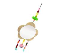 UPKOCH Wooden Hanging Pet Chicken Mirror Toy with Bells Pendant for Roosters and Hens Entertaining Poultry Toy to Promote Curiosity and Healthy Growth Couleur Aléatoire