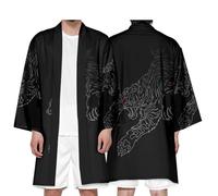 Uplateng Cardigan Kimono Japonais 3D pour Hommes Harajuku Manga Samouraï Haori Cape Cosplay Traditionnelle Yukata Grande Taille 5XL 6XL (3,4XL)