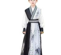 Uplateng Enfants Chinois Traditionnel Chevalier Errant Style amélioré Hanfu scène Costume garçon Mode Beau Tang Costume Cosplay Costume110-160 (Type B,160)