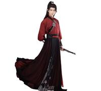 Uplateng Hommes Hanfu Traditionnel Chinois Brodé Costume de Cosplay d'arts Martiaux Cool Hanfu +Skirt S-4XL (L)