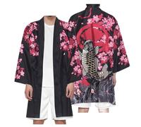 Uplateng Kimono Dessin Animé Japonais Samourai en 3D Manga Créatif Haori Cosplay Cape Mi-Longue Yukata Cardigan Grande Taille XXS-6XL (3, 5XL)