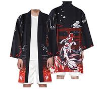 Uplateng Kimono Imprimé Dessin Animé Japonais en 3D Manga Créatif Haori Cosplay Cape Mi-Longue Yukata Cardigan Grande Taille XXS-4XL (3,M)