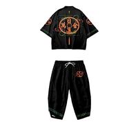 Uplateng Kimono Japonais Cardigan Pantalon Ensembles Hommes Femmes Yukata Haori Kimonos Traditionnels Harajuku Tang Costume Cosplay Costume Grande Taille 6XL (Suit D,6XL)