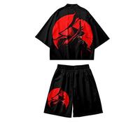 Uplateng Kimono Japonais Cardigan Pantalon Ensembles Hommes Femmes Yukata Haori Kimonos Traditionnels Harajuku Tang Costume Cosplay Costume Grande Taille 6XL (Suit I,6XL)