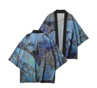 Uplateng Kimono japonais pliable imprimé Harajuku Yukata pour femme Yukata pour homme Streetwear japonais Vêtements traditionnels de samouraï japonais XS-5XL (Color F,M)