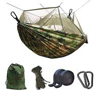 Uplayteck Hamac de Camping avec Moustiquaire, Ultra-léger Hamac de Voyage, 260 x 140cm, 300kg Capacité de Charge, 2 Personnes Nylon Respirante Portable Hamac pour Jardin Camping Extérieur (Camo)