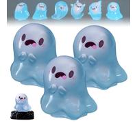 Upliftgift Adorable Boîte à Cadeaux d'halloween, Answerlup Mystery Glow-in-The-Dark Ghost Blind Box, Mini Figurines Fantômes Miniatures Lumineuses en Résine pour Extérieur(Blue,3Pcs Ghostly Ghost)