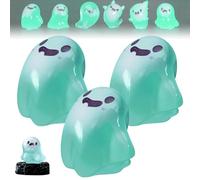 Upliftgift Cute Halloween Party Favor, Answerlup Mystery Glow-in-The-Dark Ghost Blind Box, Luminous Mini Resin Cute Miniature Ghost Figurines for Outdoor Car House Landscape(Vert,3Pcs Floating Soul)
