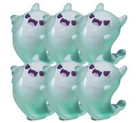 Upliftgift Cute Halloween Party Favor, Answerlup Mystery Glow-in-The-Dark Ghost Blind Box, Luminous Mini Resin Cute Miniature Ghost Figurines for Outdoor Car House Landscape(Vert,6Pcs Little Devil)