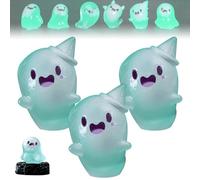 Upliftgift Cute Halloween Party Favor, Answerlup Mystery Glow-in-The-Dark Ghost Blind Box, Luminous Mini Resin Cute Miniature Ghost Figurines for Outdoor Car House Landscape(Vert,3Pcs Top Hat Witch)