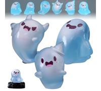 Upliftgift Cute Halloween Party Favor, Answerlup Mystery Glow-in-The-Dark Ghost Blind Box, Luminous Mini Resin Cute Miniature Ghost Figurines for Outdoor Car House Landscape(Blue,3Pcs Style 2)