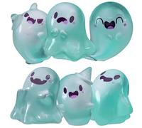 Upliftgift Cute Halloween Party Favor, Answerlup Mystery Glow-in-The-Dark Ghost Blind Box, Luminous Mini Resin Cute Miniature Ghost Figurines for Outdoor Car House Landscape(Vert,6Pcs Style 1)
