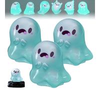 Upliftgift Cute Halloween Party Favor, Answerlup Mystery Glow-in-The-Dark Ghost Blind Box, Luminous Mini Resin Cute Miniature Ghost Figurines for Outdoor Car House Landscape(Vert,3Pcs Ghostly Ghost)