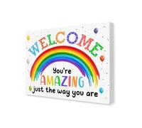 Uplifting Classroom Door Decor, “You Are Loved & Valued” Poster for Elementary School, Preschool and Counseling Office (Framed,12x18inch(30x45cm))