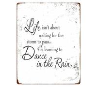 Uplifting Metal Sign Life Is Dancing In The Rain Inspirational Quote for Bedroom Living Room Study Wall 8 X 12 in