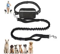 Upliftjoys Dog Leash, Upliftjoys Hands Free Dog Leash with Zipper Pouch, Dual Padded Handles Dogs Leashs, for All Dogs, Reflective Design for Walking Running (1Leash-Black)
