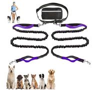 Upliftjoys Dog Leash, Upliftjoys Hands Free Dog Leash with Zipper Pouch, Dual Padded Handles Dogs Leashs, for All Dogs, Reflective Design for Walking Running (2Leash-Purple)