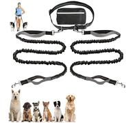 Upliftjoys Dog Leash, Upliftjoys Hands Free Dog Leash with Zipper Pouch, Dual Padded Handles Dogs Leashs, for All Dogs, Reflective Design for Walking Running (2Leash-Gray)