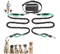 Upliftjoys Dog Leash, Upliftjoys Hands Free Dog Leash with Zipper Pouch, Dual Padded Handles Dogs Leashs, for All Dogs, Reflective Design for Walking Running (2Leash-Green)