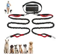 Upliftjoys Dog Leash, Upliftjoys Hands Free Dog Leash with Zipper Pouch, Dual Padded Handles Dogs Leashs, for All Dogs, Reflective Design for Walking Running (2Leash-Red)