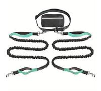 Upliftjoys Dog Leash, Upliftjoys Hands Free Dog Leash with Zipper Pouch, Dual Padded Handles Waist Leashes for Dogs Walking, Retractable Adjustable, Reflective Design (Mint Green,Double Rope)