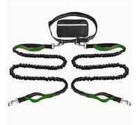 Upliftjoys Dog Leash, Upliftjoys Hands Free Dog Leash with Zipper Pouch, Dual Padded Handles Waist Leashes for Dogs Walking, Retractable Adjustable Bungee Waist, Reflective Design (Green,Double Rope)