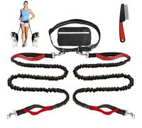Upliftjoys Dog Leash, Upliftjoys Hands Free Dog Leash with Zipper Pouch, Retractable Adjustable Bungee Waist for Outdoor and Daily Walks for Medium and Largedog (Red)