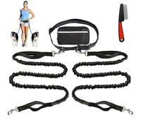 Upliftjoys Dog Leash, Upliftjoys Hands Free Dog Leash with Zipper Pouch, Retractable Adjustable Bungee Waist for Outdoor and Daily Walks for Medium and Largedog (Black)