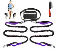 Upliftjoys Dog Leash, Upliftjoys Hands Free Dog Leash with Zipper Pouch, Retractable Adjustable Bungee Waist for Outdoor and Daily Walks for Medium and Largedog (Purple)