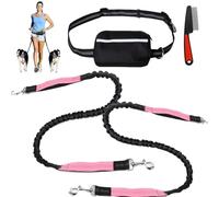 Upliftjoys Dog Leash, Upliftjoys Hands Free Dog Leash with Zipper Pouch, Retractable Adjustable Bungee Waist for Outdoor and Daily Walks for Medium and Largedog (Pink)