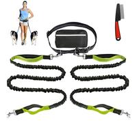 Upliftjoys Dog Leash, Upliftjoys Hands Free Dog Leash with Zipper Pouch, Retractable Adjustable Bungee Waist for Outdoor and Daily Walks for Medium and Largedog (Green)