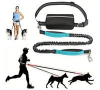 Upliftjoys Dog Leash, Upliftjoys Hands Free Dog Leash with Zipper Pouch, Retractable Adjustable Bungee Waist, for Medium and Large Dog, Reflective Design (Light Blue,Single Rope)