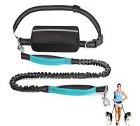 Upliftjoys Hands-Free Dog Leash with Zipper Pouch - Adjustable Bungee Waist Leash for Running & Walking, Dual Padded Handles, Reflective Design - Fits Small to Large Dogs (Sky Blue,Single Cord)