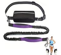 Upliftjoys Hands-Free Dog Leash with Zipper Pouch - Adjustable Bungee Waist Leash for Running & Walking, Dual Padded Handles, Reflective Design - Fits Small to Large Dogs (Purple,Single Cord)