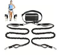 Upliftjoys Hands Free Dog Leash with Zipper Pouch, Upliftjoys Dog Leash, Dual Padded Handles Running Leashes for Medium and Large Dogs, Retractable Bungee Waist & Reflective Design (I-,2 Leashes)