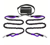 Upliftjoys Hands Free Dog Leash with Zipper Pouch, Upliftjoys Dog Leash, Dual Padded Handles Running Leashs, Retractable Dogs Leashes for Small＆Large Dogs(#Purple B,2 Leashes)