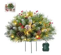 Upliftjoys Pre-lit Artificial Christmas Tree Urn Filler, PrelitPlanter Bushes, Lighted Artificial Christmas Trees with Tripod Stake, Holiday Decor Home Decor (White,1 Pcs)