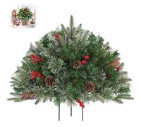 Upliftjoys Pre-lit Artificial Christmas Tree Urn Filler, PrelitPlanter Bushes, Lighted Artificial Christmas Trees with Tripod Stake, Holiday Decor Home Decor (Green,1 Pcs)