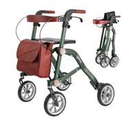 Uplivin Trive - Déambulateur 4 roues Pliable Leger, Déambulateur à roues, 3 accessoires inclus, Deambulateur Pliant, Rollator Vert, By Mobio