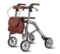 Uplivin Trive - Déambulateur 4 roues Pliable Leger, Déambulateur à roues, 3 accessoires inclus, Deambulateur Pliant, Rollator Gris, By Mobio
