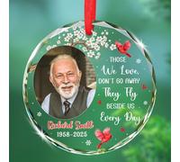 Upload Picture Those We Love Don't Go Away The Fly Beside Us Every Day Glass Keepsake 2025, décoration commémorative cardinale de Noël, décoration commémorative personnalisée de condoléances en verre