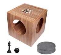 UPLTOE Ensemble De Meubles Table De Jeu, Table Basse 2-en-1 Échecs Et Go, Ouvertures Circulaires 4 Côtés pour Rangement Caché, Plateau Bois 454×454 Mm, pour Lecture Et Thé C