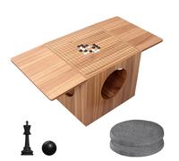 UPLTOE Ensemble De Meubles Table De Jeu, Table Basse 2-en-1 Échecs Et Go, Ouvertures Circulaires 4 Côtés pour Rangement Caché, Plateau Bois 454×454 Mm, pour Lecture Et Thé F
