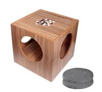 UPLTOE Ensemble De Meubles Table De Jeu, Table Basse 2-en-1 Échecs Et Go, Ouvertures Circulaires 4 Côtés pour Rangement Caché, Plateau Bois 454×454 Mm, pour Lecture Et Thé B