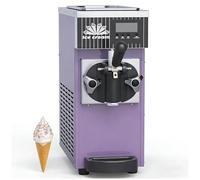 UPLTOE Machine à Glace Molle, Machine à Glace Professionnelle en Acier Inoxydable Durable 450W, Tirage Continu 2-3 Cornets, Panneau LCD, Nettoyage Auto, pour Restaurants Purple