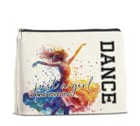 UPNEGE Trousse de maquillage pour les amateurs de danse, cadeau pour femme, professeur, Just a Girl Who Loves Dance Trousse de maquillage à fermeture éclair, Polychrome.