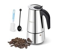 UPOHYEE Cafetiere Italienne 450ml 10 Tasses Grande Contenance Cafetiere Italienne Induction Cafetière Moka Compatible avec Plaque à Induction Moka Pot Comprenant Cuillère et Pinceau