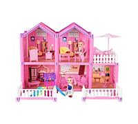 Uposao 126Pcs Maison De Poupée Jouet Jouet De Construction De Château De Princesse Rose Mini Simulation Maison Ensemble D'assemblage Scène Miniature Fille Jeu De Rôle Cadeau