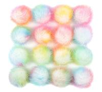 Uposao 16pcs Fausse Fourrure Pompon, Colorés en Fausse Fourrure Pom Pom Moelleux avec Boucle élastique Pompon Ensemble pour Tricoter Chapeaux, Sacs, Porte-clés, Foulards, Chaussures Accessoires